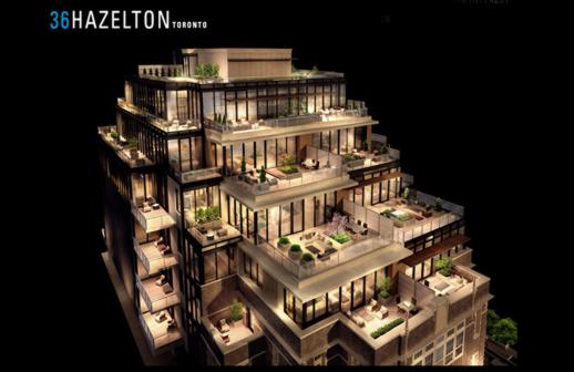 Website rendering of 36 Hazelton luxury boutique condo building in Yorkville