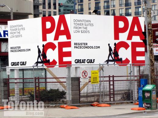 Pace Condos billboard at Dundas and Jarvis Streets