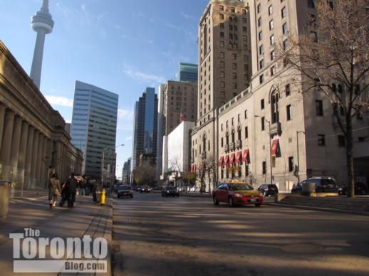 Front Street between Union Station and Fairmont Royal York Hotel