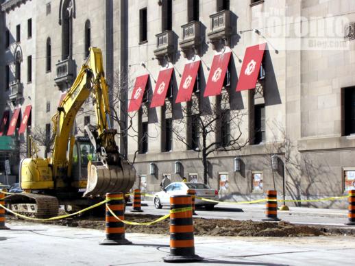Front Street median removal for TTC union subway station construction