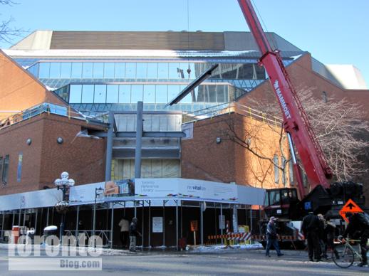 Toronto Reference Library entrance construction