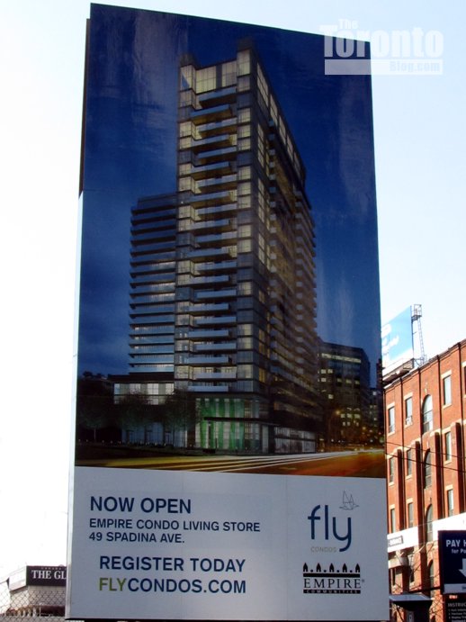 Fly condos marketing billboard on front street west