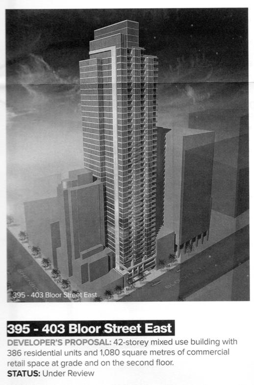 395 - 403 Bloor Street East proposed condo tower rendering