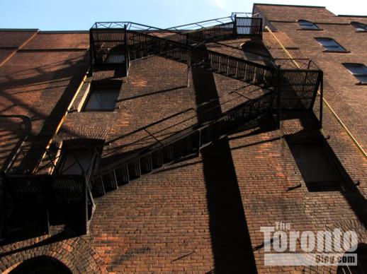 Fire stairs on the St Nicholas Street facade of the Rawlinson Cartage building