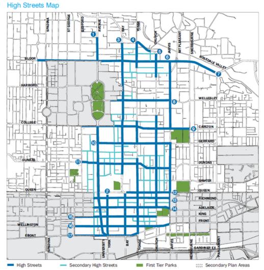 High Streets Map from the Toronto tall buildings study