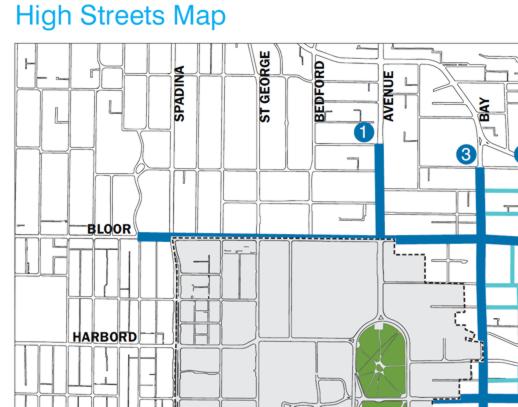 high streets map from the Toronto tall buildings study