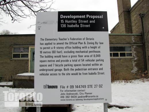 ETFO office building development proposal sign