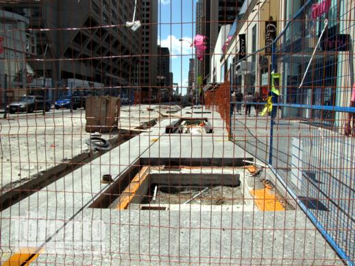Bloor Street construction activity outside Holt Renfrew Centre