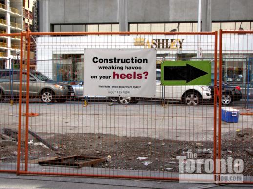 Bloor Street construction zone outside of Holt Renfrew