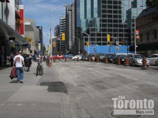 north sidewalk on Bloor Street just west of Yonge Street