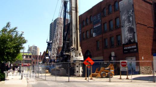 Construction and demolition equipment on St Joseph Street
