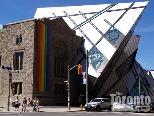 Pride flag on the Royal Ontario Museum