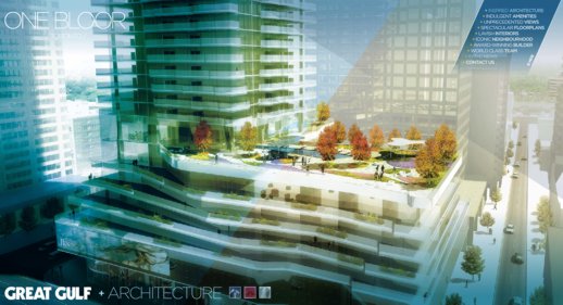 One Bloor Toronto condo tower podium rendering