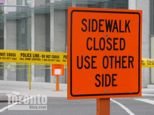street closure sign at Bay & Grenville Streets