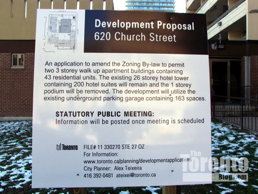 620 Church Street Toronto development proposal sign