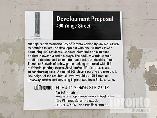 460 Yonge Street Toronto condo tower proposal sign 
