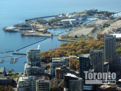 CN Tower view of Ontario Place