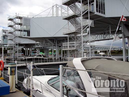 a boat in the marina at Ontario Place