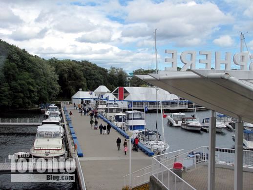 Cinesphere view of the Ontario Place marina 