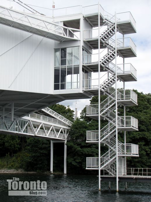 Staircase outside one of the pavilions at Ontario Place 