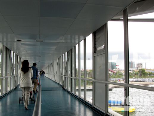 an enclosed walkway at Ontario Place