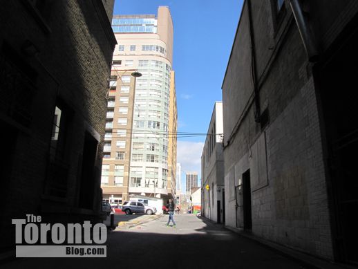 north view of St Luke Lane behind 460 Yonge condo site