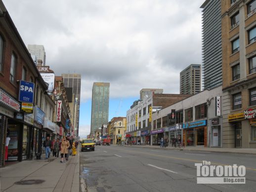 looking north on Yonge from above Irwin Street 