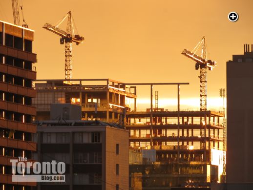 sunset view of the MaRS Centre Phase 2 tower 