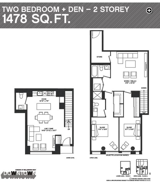 Downtown Condos Townhouse 2 floorplan illustration