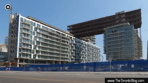August 19 2013 view of the two buildings on the east side of the Pier 27 Condos site
